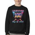 I Survived 100 Days Of School Baseball Boys Students Youth Crewneck Sweatshirt I Survived 100 Days Of School Baseball Boys Students Youth Crewneck Sweatshirt