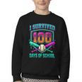 I Survived 100 Days Of School Baseball Drip Youth Crewneck Sweatshirt I Survived 100 Days Of School Baseball Drip Youth Crewneck Sweatshirt
