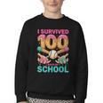 I Survived 100 Days Of School Baseball Ice Cream Drip Youth Crewneck Sweatshirt