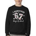I Survived 67 Days Of School Baseball Six Seven Teacher Youth Crewneck Sweatshirt I Survived 67 Days Of School Baseball Six Seven Teacher Youth Crewneck Sweatshirt
