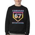 I Survived 67 Days Of School Baseball Trend For Boys Girls Youth Crewneck Sweatshirt