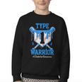 T1D Warrior Baseball Drip Diabetes Awareness Blue Ribbon Youth Crewneck Sweatshirt