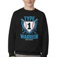 Type 1 Warrior Diabetes Awareness Baseball Enthusiasts Youth Crewneck Sweatshirt Type 1 Warrior Diabetes Awareness Baseball Enthusiasts Youth Crewneck Sweatshirt