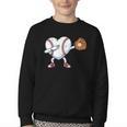 Valentines Day Baseball Ball Heart Dab Boys Kids Men Youth Crewneck Sweatshirt