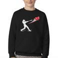 Valentines Day Baseball Batter Silhouette Heart Youth Crewneck Sweatshirt