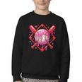 Valentines Day Baseball Boys Ice Cream Drip Heart Youth Kids Youth Crewneck Sweatshirt