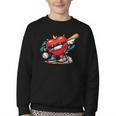 Valentines Day Baseball Dabbing Red Heart Love Boys Youth Crewneck Sweatshirt Valentines Day Baseball Dabbing Red Heart Love Boys Youth Crewneck Sweatshirt