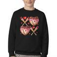 Valentines Day Drip Heart Baseball XOXO Boys Kids Men Sport Youth Crewneck Sweatshirt