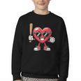 Valentines Day Heart Playing Baseball Boys Men Kids Girls Youth Crewneck Sweatshirt Valentines Day Heart Playing Baseball Boys Men Kids Girls Youth Crewneck Sweatshirt