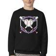 I Wear Purple For Alzheimers Awareness Baseball Heart Ribbon Youth Crewneck Sweatshirt