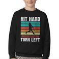 Women's Retro Hit Hard Run Fast Turn Left Baseball Lover Youth Crewneck Sweatshirt Women's Retro Hit Hard Run Fast Turn Left Baseball Lover Youth Crewneck Sweatshirt
