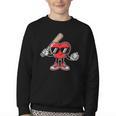 Women's Valentines Day Heart Baseball Player Sports Boys Kids Men Youth Crewneck Sweatshirt