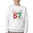 67 Baseball Christmas Candy Cane Snowflake Holiday Sports Youth Crewneck Sweatshirt