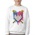 Baseball Boys Ice Cream Drip Baseball Youth Crewneck Sweatshirt