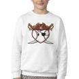 Baseball Heart Pirate Hat Crossed Swords Men Boys Kids Youth Premium Tri-Blend Youth Crewneck Sweatshirt