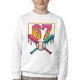 Baseball Ice Cream Drip Number 67 Player 67th Birthday Premium Tri-Blend Youth Crewneck Sweatshirt