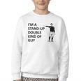 Baseball Pun Saying I'm a Stand Up Double Type Of Guy Youth Crewneck Sweatshirt Baseball Pun Saying I'm a Stand Up Double Type Of Guy Youth Crewneck Sweatshirt