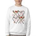 Coquette Bow XOXO Baseball Lover Heart Valentine Game Day Youth Crewneck Sweatshirt