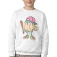 Cute Baseball Ice Cream Drip For Girls & Boys 2 Sides Youth Crewneck Sweatshirt Cute Baseball Ice Cream Drip For Girls & Boys 2 Sides Youth Crewneck Sweatshirt