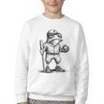 Frog Basketbal Men Women Grumpy Frog Playing Baseball Youth Crewneck Sweatshirt