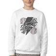Game Day Baseball Retro Checkered Baseball Youth Crewneck Sweatshirt Game Day Baseball Retro Checkered Baseball Youth Crewneck Sweatshirt