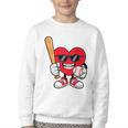 Heart Playing Baseball Valentines Day Youth Crewneck Sweatshirt Heart Playing Baseball Valentines Day Youth Crewneck Sweatshirt