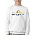 Milwaukee Baseball Minimalist City Skyline Baseball Lover Youth Crewneck Sweatshirt Milwaukee Baseball Minimalist City Skyline Baseball Lover Youth Crewneck Sweatshirt