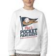Pat's Pocket Pancakes Flag Baseball On Pancake Youth Crewneck Sweatshirt Pat's Pocket Pancakes Flag Baseball On Pancake Youth Crewneck Sweatshirt