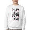 Play Hard Pray Hard Youth Boy Christian Baseball Jesus Youth Crewneck Sweatshirt