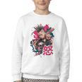 Punk Girl With Anger Kanji And Baseball Bat Youth Crewneck Sweatshirt Punk Girl With Anger Kanji And Baseball Bat Youth Crewneck Sweatshirt