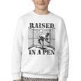 Raised In a Pen Baseball Pitcher Saying Bullpen Youth Crewneck Sweatshirt Raised In a Pen Baseball Pitcher Saying Bullpen Youth Crewneck Sweatshirt