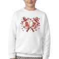 Six Seven 67 Meme Baseball Coquette Bow Valentine Youth Crewneck Sweatshirt