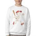 Skeleton Batting Baseball Halloween Boys Men Kids Youth Crewneck Sweatshirt