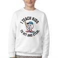 I Teach Kids To Hit And Steal Baseball Softball Coach Youth Crewneck Sweatshirt I Teach Kids To Hit And Steal Baseball Softball Coach Youth Crewneck Sweatshirt
