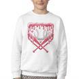 Valentines Baseball Boys Ice Cream Drip Heart Youth Kids Youth Crewneck Sweatshirt