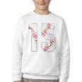 Vintage Distressed Baseball Number 15 Jersey Player Uniform Youth Crewneck Sweatshirt