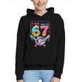 7th Birthday Boys I Was 6 Now I'm 7 Baseball Ice Cream Drip Graphic Youth Hoodie