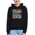Baseball Fan Vintage Retro Eat Sleep Baseball Repeat Graphic Youth Hoodie