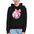 Cute Coquette Baseball Pink Bow Player & Fan Girls Graphic Youth Hoodie