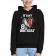 It's My 8th Birthday Baseball Football Heart 8 Year Old Graphic Youth Hoodie