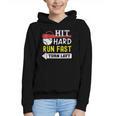 Women's Hit Hard Run Fast Turn Left Baseball Quote Fan Coach Graphic Youth Hoodie Women's Hit Hard Run Fast Turn Left Baseball Quote Fan Coach Graphic Youth Hoodie