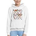 Coquette Bow XOXO Baseball Lover Heart Valentine Game Day Graphic Youth Hoodie