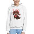 Dachshund Valentines Day Wiener Dog Lover Weenie Heart Raglan Baseball Tee Graphic Youth Hoodie