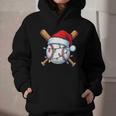 Baseball Christmas Lights Santa Christmas Baseball Player Graphic Youth Hoodie