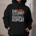 Baseball Fan Vintage Retro Eat Sleep Baseball Repeat Graphic Youth Hoodie