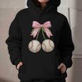 Baseball Girls Women Coquette Pink Bow Baseball Graphic Youth Hoodie
