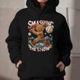 Baseball Player Christmas Gingerbread Smashing Through Snow Graphic Youth Hoodie