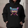 Happy 100 Days Of School Baseball Drip 100th Day Of School Graphic Youth Hoodie