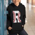 Baseball Alphabet Monogram Initial Letter R Graphic Youth Hoodie Baseball Alphabet Monogram Initial Letter R Graphic Youth Hoodie