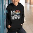 Baseball Fan Vintage Retro Eat Sleep Baseball Repeat Graphic Youth Hoodie